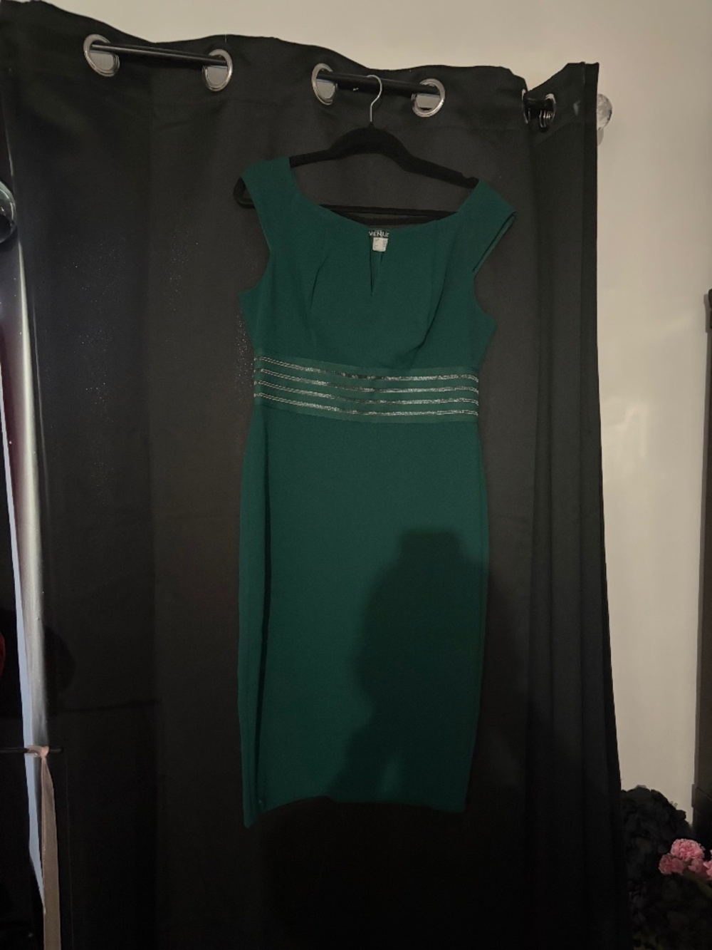 Green mesh rib dress